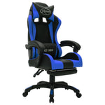 Silla de oficina estilo gaming HKH con luces LED RGB en piel sintética - Azul/Negro
