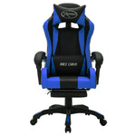 Silla de oficina estilo gaming HKH con luces LED RGB en piel sintética - Azul/Negro
