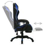 Silla de oficina estilo gaming HKH con luces LED RGB en piel sintética - Azul/Negro