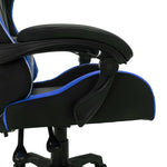 Silla de oficina estilo gaming HKH con luces LED RGB en piel sintética - Azul/Negro