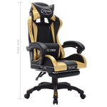 Silla de Estilo Racing HKH Luces LED RGB de Cuero Artificial Dorado/Negro