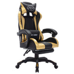Silla de Estilo Racing HKH Luces LED RGB de Cuero Artificial Dorado/Negro