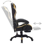 Silla de Estilo Racing HKH Luces LED RGB de Cuero Artificial Dorado/Negro