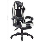 Silla de estilo de carreras HKH con luces LED RGB en cuero artificial - Blanco/Negro