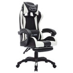 Silla de estilo de carreras HKH con luces LED RGB en cuero artificial - Blanco/Negro