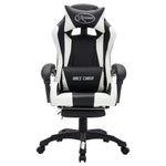 Silla de estilo de carreras HKH con luces LED RGB en cuero artificial - Blanco/Negro