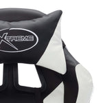 Silla de estilo de carreras HKH con luces LED RGB en cuero artificial - Blanco/Negro