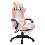 HKH Cadeira Estilo Corrida com Luzes LED RGB em Couro Artificial - Rosa/Branco