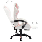 HKH Cadeira Estilo Corrida com Luzes LED RGB em Couro Artificial - Rosa/Branco