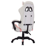 HKH Cadeira Estilo Corrida com Luzes LED RGB em Couro Artificial - Rosa/Branco