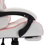 HKH Cadeira Estilo Corrida com Luzes LED RGB em Couro Artificial - Rosa/Branco
