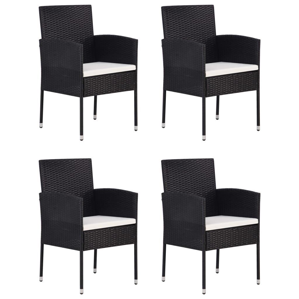 HKH 5 Piezas Juego de Comedor de Jardín de Ratán PE - Negro