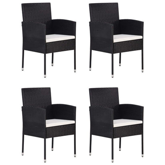 HKH 5 Pcs Conjunto de Jantar para Jardim Vime Pe - Preto