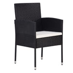 HKH 5 Pcs Conjunto de Jantar para Jardim Vime Pe - Preto