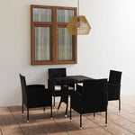 HKH 5 Pcs Conjunto de Jantar para Jardim Vime Pe - Preto