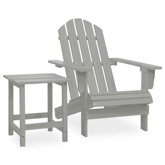 HKH Cadeira de Jardim Adirondack com Mesa Madeira de Abeto - Cinzento