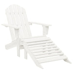 HKH Cadeira de Jardim Adirondack C/ Otomano e Mesa Abeto - Branco