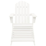 HKH Cadeira de Jardim Adirondack C/ Otomano e Mesa Abeto - Branco