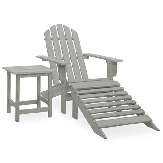 HKH Cadeira de Jardim Adirondack C/ Otomano e Mesa Abeto - Cinzento