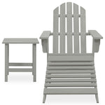 HKH Cadeira de Jardim Adirondack C/ Otomano e Mesa Abeto - Cinzento