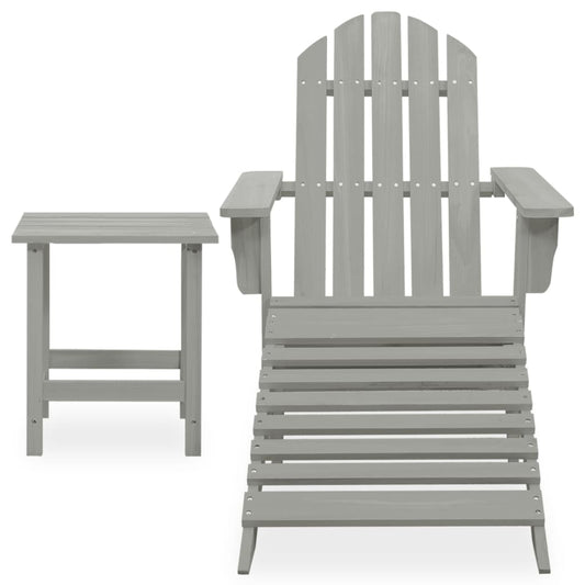 HKH Cadeira de Jardim Adirondack C/ Otomano e Mesa Abeto - Cinzento