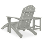 HKH Cadeira de Jardim Adirondack C/ Otomano e Mesa Abeto - Cinzento
