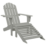 HKH Cadeira de Jardim Adirondack C/ Otomano e Mesa Abeto - Cinzento