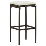 HKH 5 Pcs Conjunto de Bar P/ Jardim com Almofadões Vime Pe Castanho - Marrom