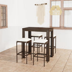 HKH 5 Pcs Conjunto de Bar P/ Jardim com Almofadões Vime Pe Castanho - Marrom