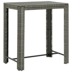 HKH 5 Pcs Conjunto de Bar P/ Jardim C/ Almofadões Vime Pe - Cinzento