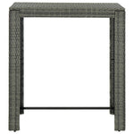 HKH 5 Pcs Conjunto de Bar P/ Jardim C/ Almofadões Vime Pe - Cinzento