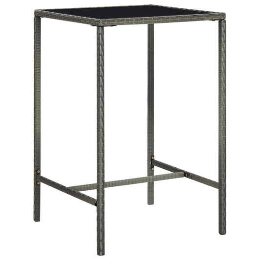 HKH 3 Pcs Conjunto de Bar P/ Jardim C/ Almofadões Vime Pe Cinzento - Cinzeto