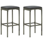 HKH 3 Pcs Conjunto de Bar P/ Jardim C/ Almofadões Vime Pe Cinzento - Cinzeto