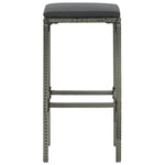 HKH 3 Pcs Conjunto de Bar P/ Jardim C/ Almofadões Vime Pe Cinzento - Cinzeto