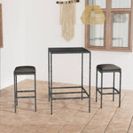 HKH 3 Pcs Conjunto de Bar P/ Jardim C/ Almofadões Vime Pe Cinzento - Cinzeto