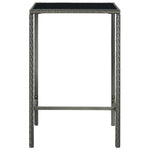 HKH 5 Pcs Conjunto de Bar P/ Jardim C/ Almofadões Vime Pe - Cinzento