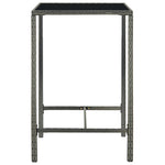 HKH 5 Pcs Conjunto de Bar P/ Jardim C/ Almofadões Vime Pe - Cinzento