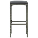HKH 5 Pcs Conjunto de Bar P/ Jardim C/ Almofadões Vime Pe - Cinzento