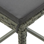 HKH 5 Pcs Conjunto de Bar P/ Jardim C/ Almofadões Vime Pe - Cinzento
