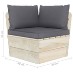 HKH Sofá Paletes 2 Lugares P/ Jardim C/ Almofadões Madeira de Abeto - Antracite