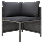 HKH 6 Pcs Conjunto Lounge de Jardim C/ Almofadões Vime Pe - Cinzento