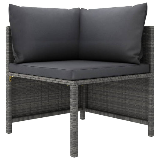 HKH 6 Pcs Conjunto Lounge de Jardim C/ Almofadões Vime Pe - Cinzento