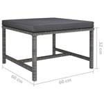 HKH 6 Pcs Conjunto Lounge de Jardim C/ Almofadões Vime Pe - Cinzento