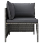 HKH 6 Pcs Conjunto Lounge de Jardim C/ Almofadões Vime Pe - Cinzento