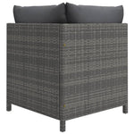 HKH 6 Pcs Conjunto Lounge de Jardim C/ Almofadões Vime Pe - Cinzento