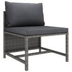 HKH 6 Pcs Conjunto Lounge de Jardim C/ Almofadões Vime Pe - Cinzento