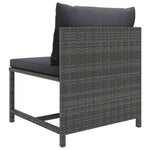 HKH 6 Pcs Conjunto Lounge de Jardim C/ Almofadões Vime Pe - Cinzento