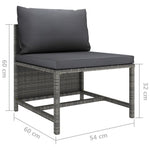 HKH 6 Pcs Conjunto Lounge de Jardim C/ Almofadões Vime Pe - Cinzento