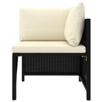 HKH 5 Pcs Conjunto Lounge de Jardim C/ Almofadões Vime Pe - Preto