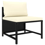 HKH 5 Pcs Conjunto Lounge de Jardim C/ Almofadões Vime Pe - Preto